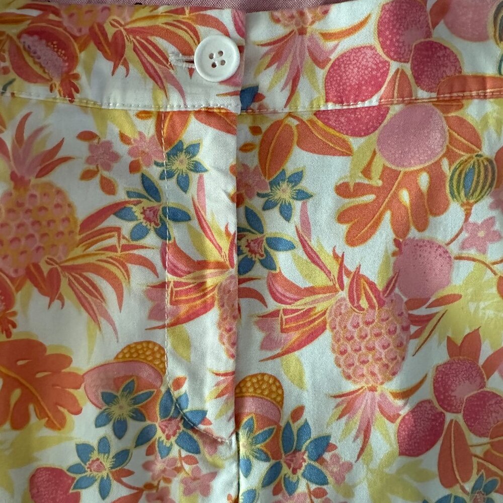 Talbot's Perfect Crop Pants Fruit & Flowers Size 12 - Picture 6 of 16